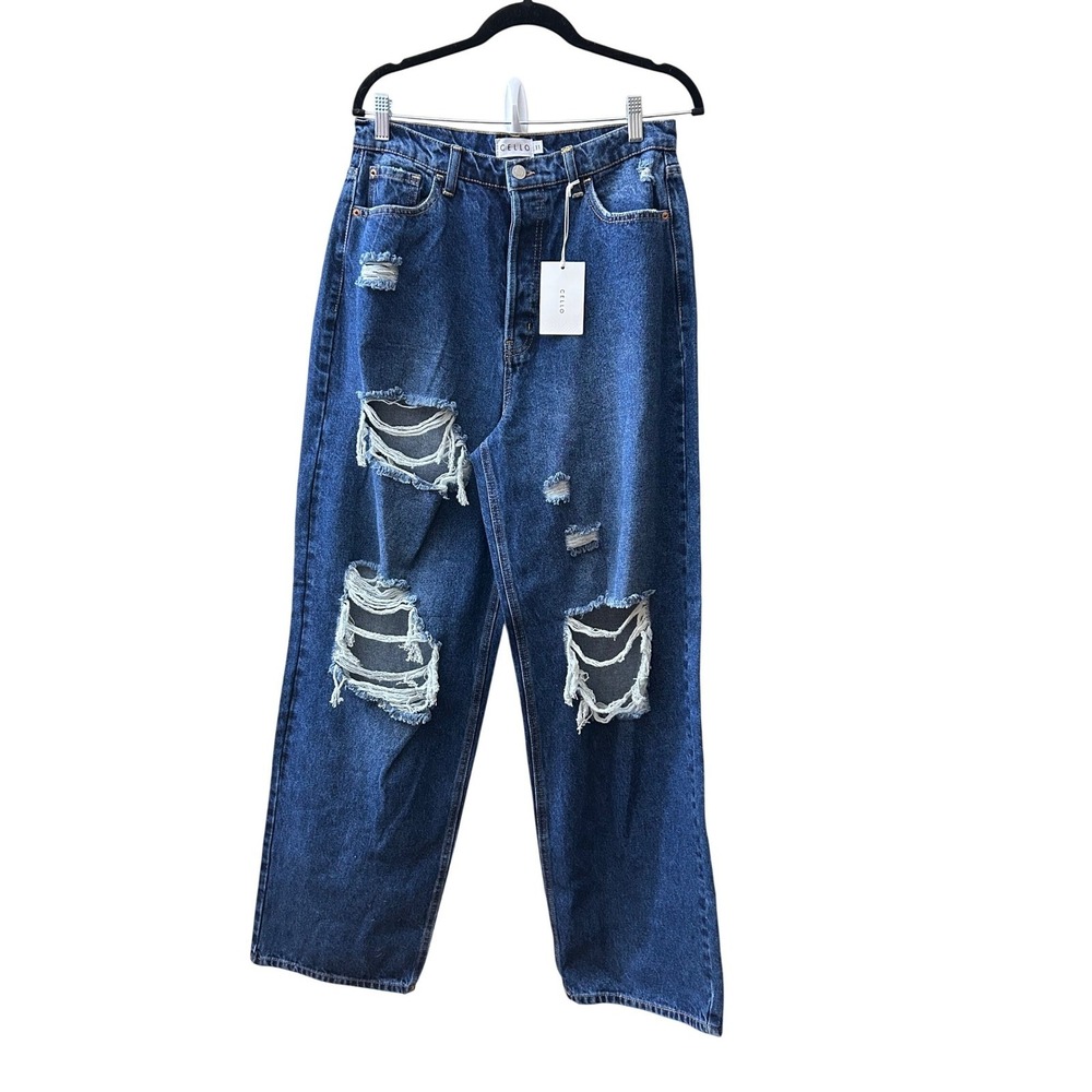 NWT Cello Women's Size 11 90s Baggy Ripped Jeans Dark Wash Denim